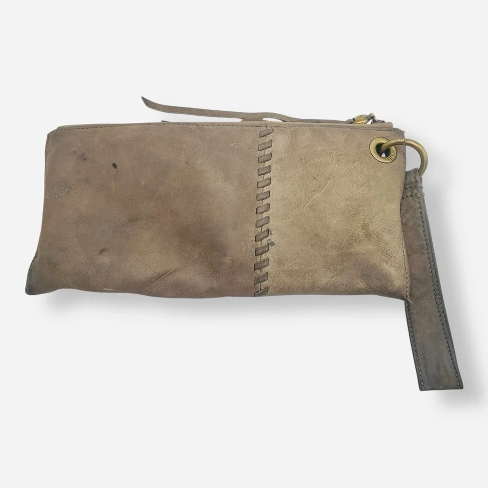 Hobo International Vida Wristlet Gray Leather Clutch Purse‎ Wallet